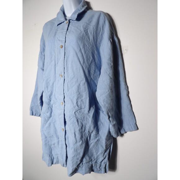 Democracy Democracy Womens Sz Medium Linen Blouse Top Button Up Oversized Boxy L - Picture 3 of 15